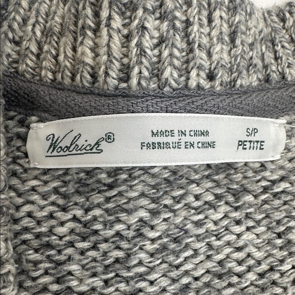 WOOLRICH Women’s Grey Cable Knit Chunky Grannycore Zip Up Sweater Sz SP - Picture 5 of 8